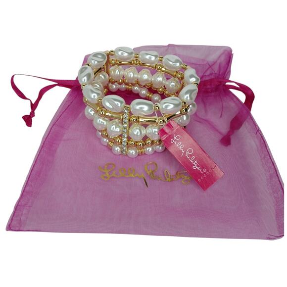 Lilly Pulitzer Faux Pearls and Beads 5-Layer Bracelet w/ Rhinestones Accents NWT - Picture 6 of 6